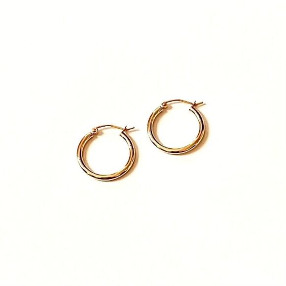 14K real gold Hoop Earrings | Hoop earrings | 2 mm thickness | 20 mm Diameter | - Picture 6 of 7